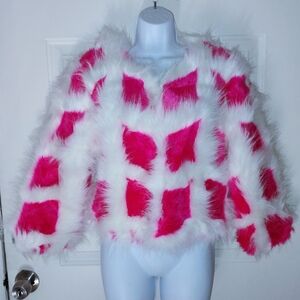 Blue Blush Pink and White Teddy Jacket